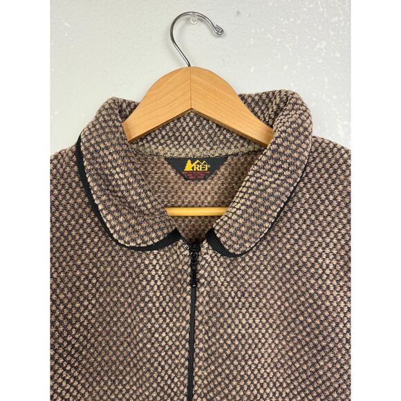 REI Quilted Vest Women's XL Brown Black Textured Full Zip Collar Pocket - Picture 3 of 6